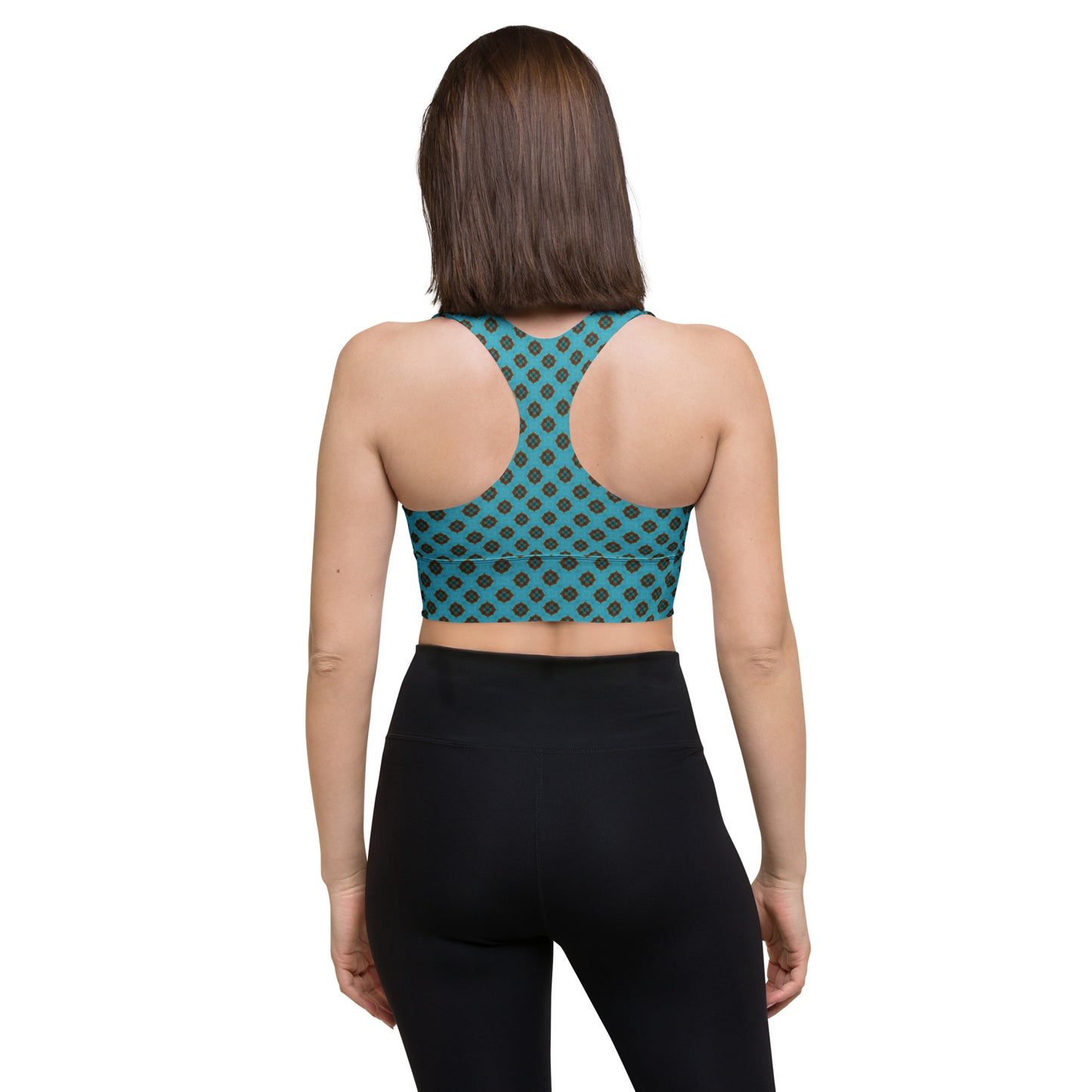 Activewear Crop Sports Top - Blue K print