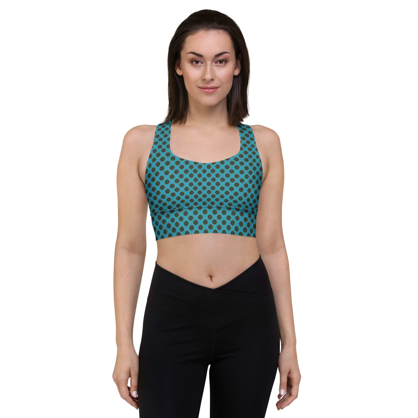 Activewear Crop Sports Top - Blue K print