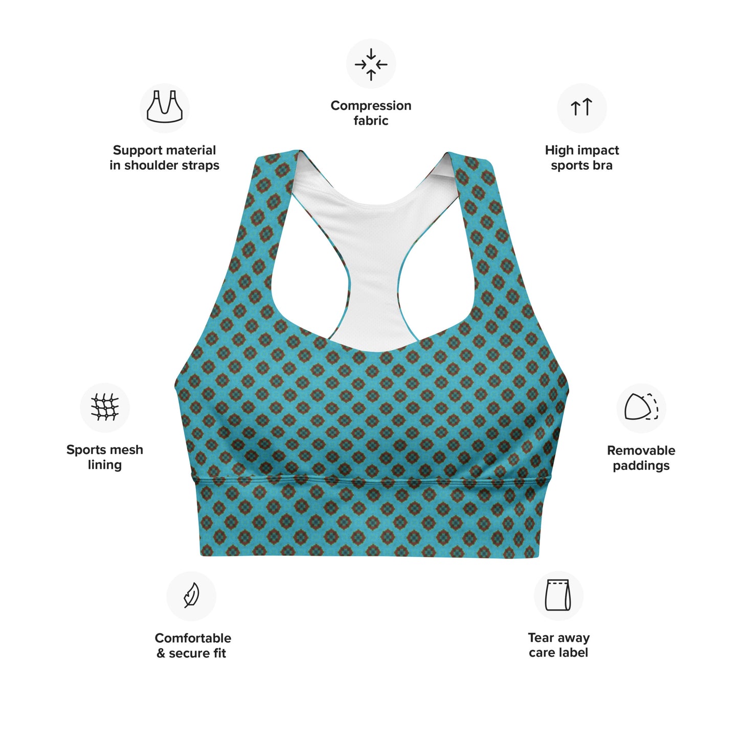 Activewear Crop Sports Top - Blue K print