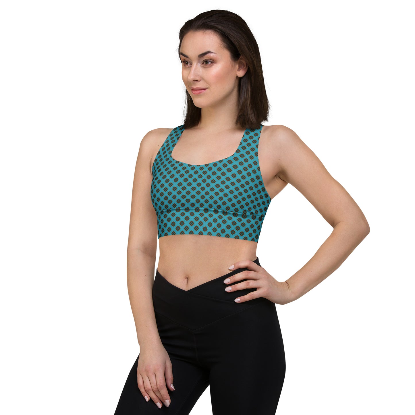 Activewear Crop Sports Top - Blue K print